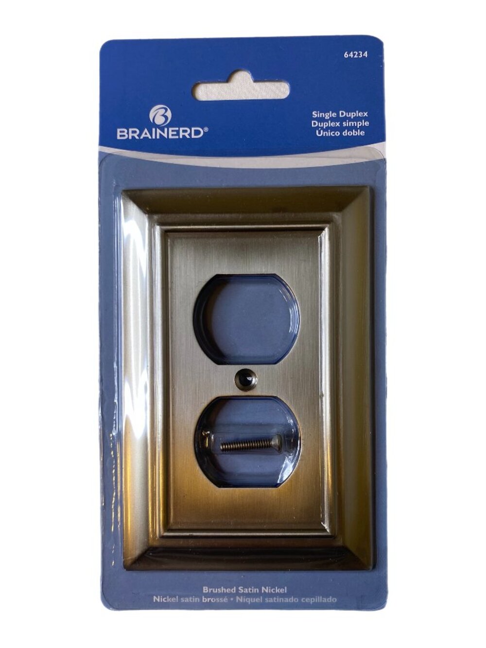 Brainerd Single Duplex Wall Plate in Brushed Satin Nickel Finish